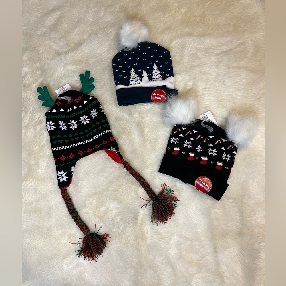 Holiday Hats. 2 Hats light Up. Perfect for Holidays. Selling 3 Hats